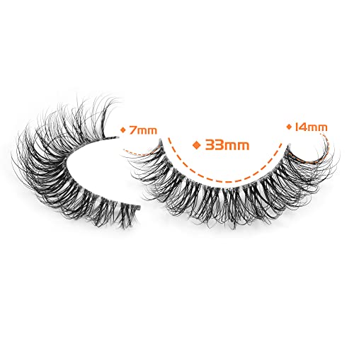 JIMIRE Demi-Wispy 13MM Faux Mink Eyelashes Clear Band 7 Pairs