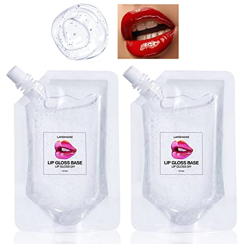 Eakroo 2Pcs Moisturize Lip Gloss Base Oil Material Makeup Primers, Non-Stick Lip Gloss Clear Primer for DIY Handmade Lip Oil Lip Plumper Lip Gloss Making Kit Supplies -100g (2Pack 100ml)