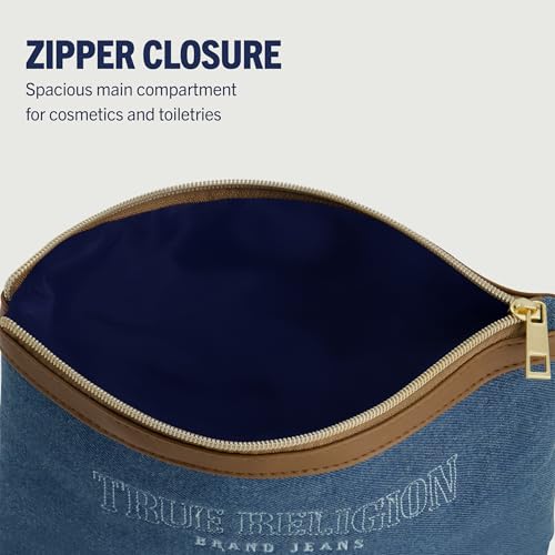 True Religion Women's Makeup Bag, Small Travel Cosmetic Zipper Pouch Organizer