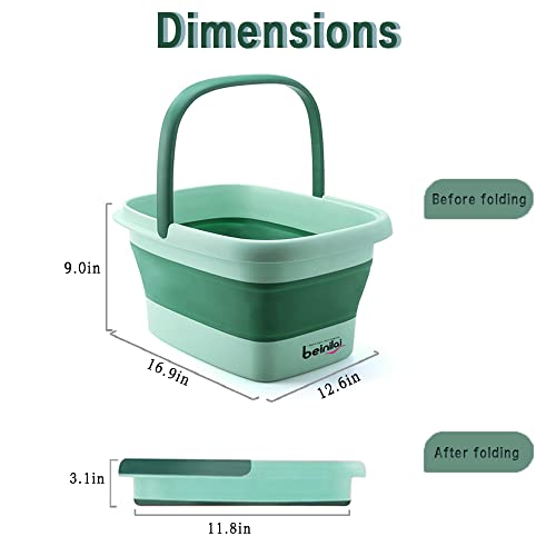 Collapsible Foot Bath Basin with Massage Rollers - Green