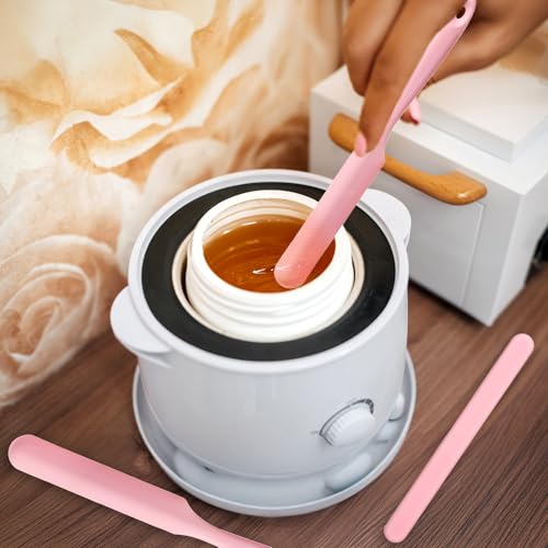 6Pcs Silicone Wax Applicator Non-Stick Wax Spatulas Set Hair Removal Sticks Applicator Reusable Hard Waxs Scraper for Home Salon Body Use (Pink)