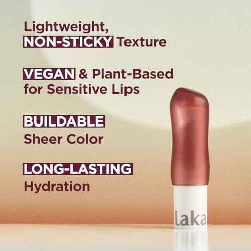 Laka Soul Vegan Lip Balm (4 Shades) Tinted, 3.9g/0.13oz, Deep Nourishing Plant-Based Lip Moisturizer, Vegan Lip Balm for Dry, Cracked and Chapped Lips (#Rosy)
