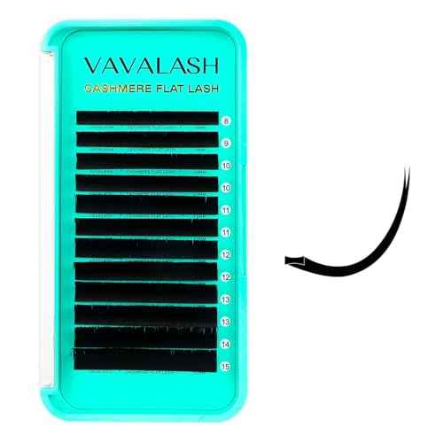 VAVALASH Cashmere Faux Mink Ellipse Flat Lashes 0.15 0.2mm C D Curl 6-17mm Soft Lightweight Classic Lash Extensions Matte Split Tip Natural Eyelash Extensions Professional Salon Use(0.15-CC-8-15mm)