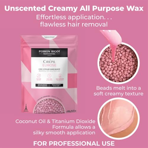 Cirepil - Eurose - 800g / 28.22 oz Hard Wax Beads Bag - All-Purpose Creamy for Face, Bikini & Body - Effective on Coarse & Fine Hair - Unscented Professional Formula - Low Temp Refill Bag