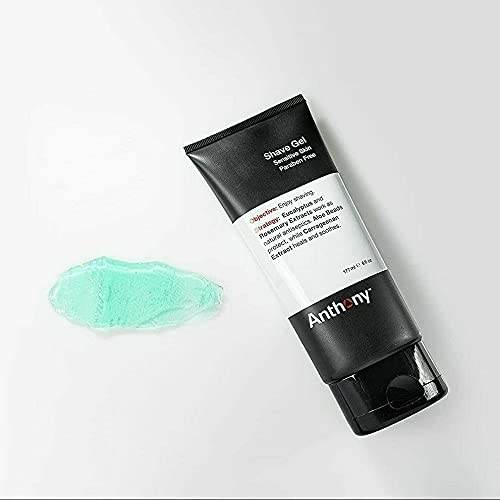 Anthony Shave Gel for Sensitive Skin ? Non-Foaming, Soothing Shaving Cream for Men and Women. With Aloe Vera Beads, Eucalyptus, Rosemary and Carrageenan Extract - 6 Fl Oz