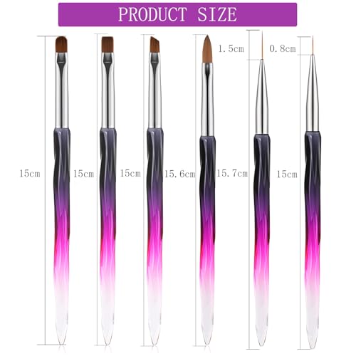 6Pcs Nail Art Brushes Set | Clean Up Brush, Liner, Polish & Extension Gel Brush | Nail Polish Mistake Cleaner for Nail Art DIY, Manicure Tools
