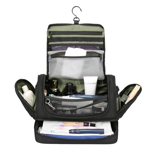 TANGCORLE Black Men's Travel Toiletry Bag Waterproof Organizer for Bathroom & Shaving Accessories