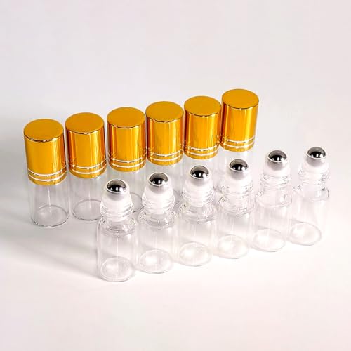 50 PCS 3ml Essential Oil Roller Bottles with Gold Caps
