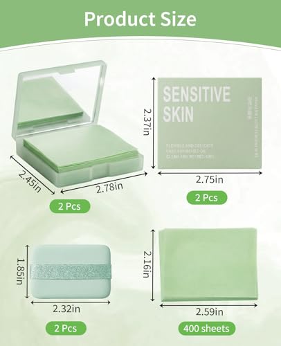 Oil Blotting Papers 400 Sheets with Mirror & Puff