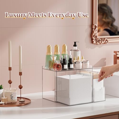 Clear Acrylic Facial Towel Organizer with 3 Drawers