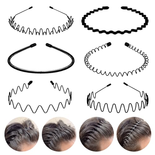 6-Pack Metal Hair Bands | Adjustable Spring Hoops for Sports