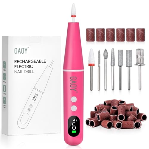 GAOY Cordless Nail Drill with LED Display, Hot Pink