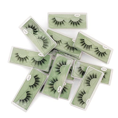 MAGEFY Eyelashes 12 Pairs 1 Style Lashes Wholesale, Natural Look Faux Mink False Lashes Pack, Handmade Reusable Soft Fake Eyelashes (3D215)