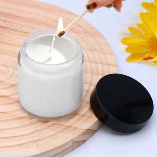 4oz Glass Clear Cosmetic Jars with Black Lids,Empty Small Glass Jars with Inner Liners,Round Travel Sample Container for Cream,Lotion,Ointments,Candle Making,Set of 25