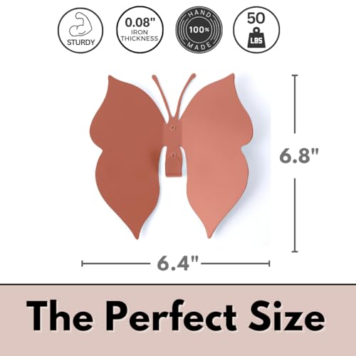 Butterfly 3D Wall Hooks for Bedroom. Wall-Mounted Butterfly Design, add a Playful Touch While stylishly Holding Coats, Backpacks, Purses, Jewelry, and Towels