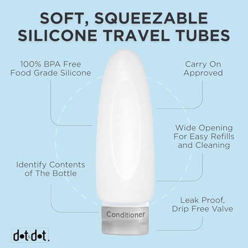 Dot&Dot Leak Proof Travel Bottles - 3oz Silicone Toiletries Set