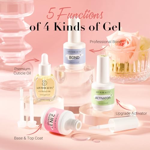 AZUREBEAUTY Dip Powder Liquid Set - 4-Piece Dipping Nail Kit (15ml)