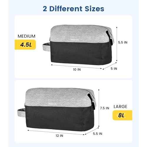 Vorspack Lightweight Travel Toiletry Bag - Water Resistant Travel Bag for Toiletries, Cosmetics, Accessories, Gifts for Men - Black