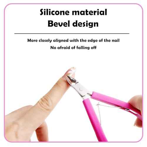 Fine Edge Cuticle Trimmer & Nippers, Scissor, Nail Clippers Silicone Handle Carbon Steel Nail Tools for Precise Removal, Durable Washable Cuticle Cutter & Remover (Rose-Color 1PC)