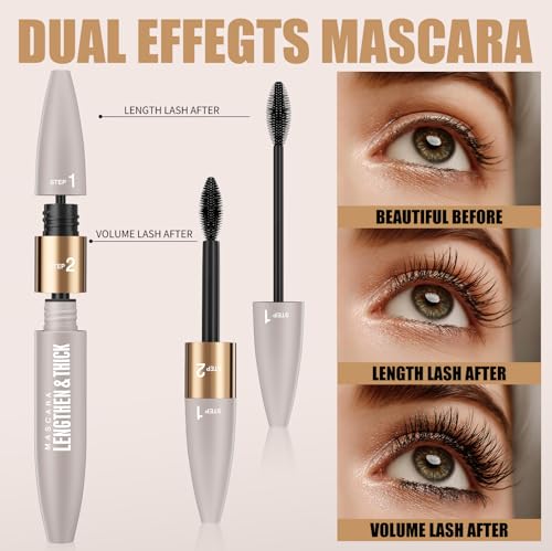 2-in-1 Mascara & Eyeliner Set, 24HR Waterproof Black