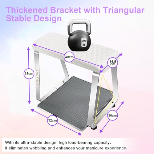 JODSONE Pedicure Foot Rest for Nails Tech with Soft Cushion,Pedicure Stool,Nail Stand,Detachable Stainless Manicure Foot Rest for Home and Salon Use Pedicure Station
