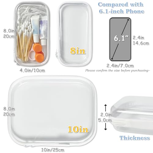 Clear Hard Zipper Case for Storage, Durable Clear Zipper Pouches, Hard Plastic Zippered Pencil Pouch for Snacks Toy Travel Organizer