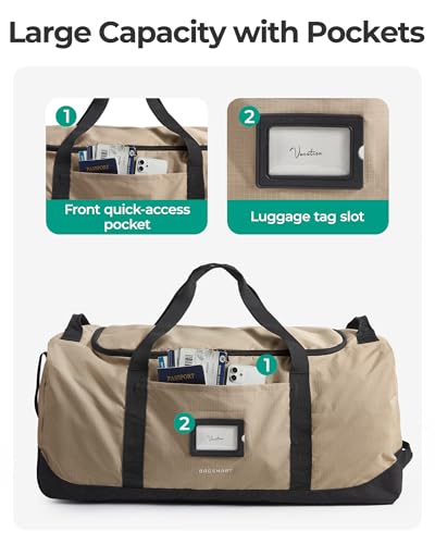 BAGSMART 83L Foldable Duffle Bag with Wheels & Organizers