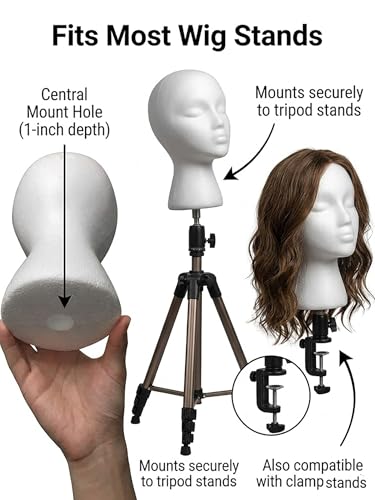 Female Styrofoam Mannequin Head Model - Wig/Hat Display Stand Art