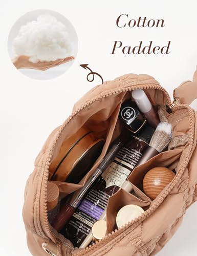 Yarnic Quilted Makeup Bag - Cosmetic Organizer Travel Pouch