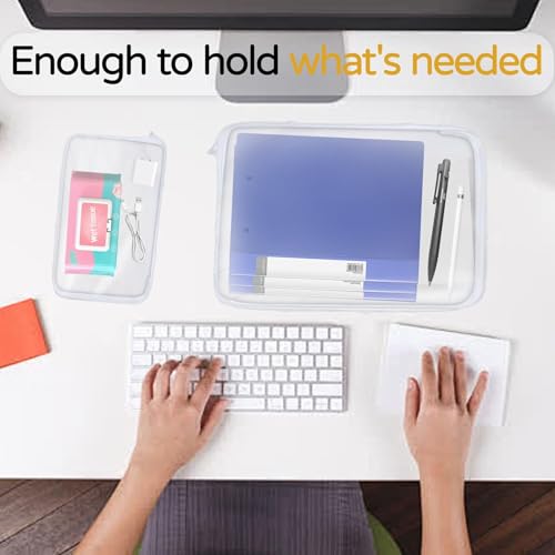 3PCS Clear Hard Plastic Zipper Case, Double Zippers Hard Pouch, Portable Travel Organizer Bin Clear Makeup Bag for Toy Storage, Snack Bag, Cosmetics, Pencil Case, Diaper Bag, Toiletry Bag (3PCS-L)