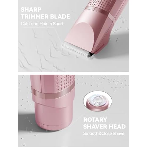 3-in-1 Electric Razor for Women - Waterproof Bikini Trimmer,Rechargeable Electric Shaver for Lady,Pubic Hair Trimmer Women,Personal Trimmer Groomer for Body Hair (Rose Golden,RG-1)