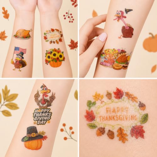 Thanksgiving Temporary Tattoos for Kids – 96 Pack