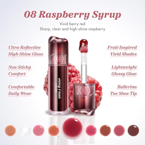 rom&nd JUICY FLASH Lip Oil 08 Raspberry Syrup - Nourishing & Hydrating Gloss