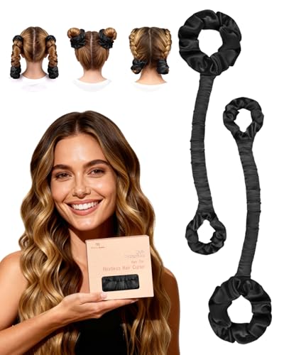 Bonnet Queen 2 Pack Medium Satin Heatless Hair Curlers for Medium to Long Thick Hair