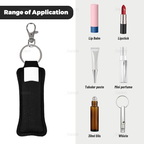AUEAR, 10 Pack Lip Balm Sleeves Lipstick Holder Chapstick Keychain Holders Gloss for Women and Girls