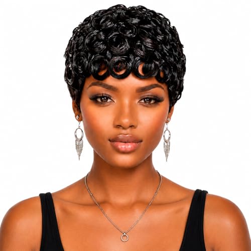 Glueless Pixie Cut Wig for Black Women - 100% Virgin Human Hair