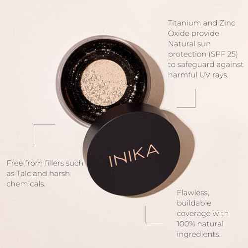 INIKA Organic Mineral Powder Foundation with SPF 25 - Vegan Makeup, Natural Looking, Buildable Coverage, Flawless Radiance & Glow, Blemish Coverage, Cruelty Free, Sustainable Packaging, Nurture, 8g