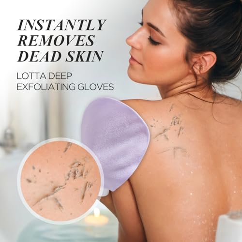 LOTTA Exfoliating Gloves 2Pcs Deep Exfoliation Mitt of 150D Shower Body Scrub Exfoliant Scrubber Glove Skin for Cleanse Dead or Dry Skin 100% Viscose Fiber Suitable for Men and Women