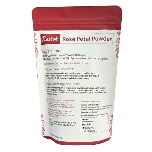 Raslok Rose Petal Powder | 100% Natural and Pure Skin care | Face Packs & Facial Mask (8 Oz)