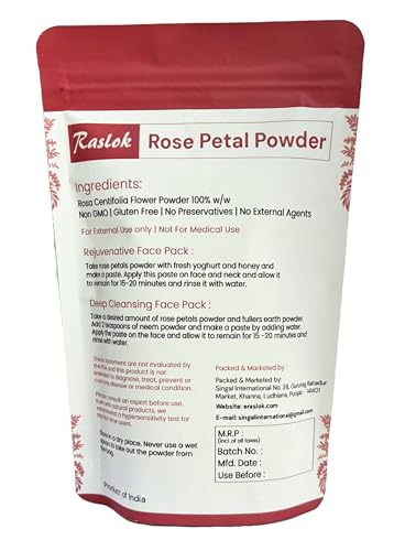 Raslok Rose Petal Powder | 100% Natural and Pure Skin care | Face Packs & Facial Mask (3.52 Oz)