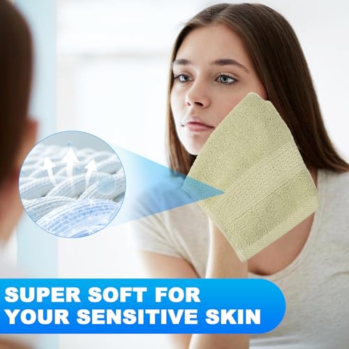 INFICRIME 100% Cotton Washcloths Set - 6-Pack 13x13 Soft Absorbent Towels