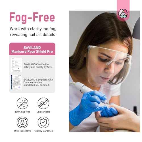 SAVILAND Nail Face Mask for Nail Drill: Salon Clear Visibility & Comfortable Wear Full Face Mask Splash Resistant Quicker DIY Nail Art Tools for Nail Artists Enthusiasts Technicians Salon Studio