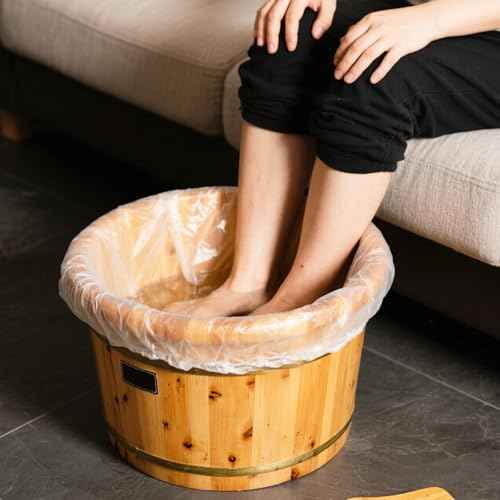 25 Pcs Transparent Pedicure Liners Disposable, Disposable Foot Tub Liner Portable Bath Bags with Retractable Belt, Portable Bath Bag, Can Be Used in Foot Bath Stores, SPA halls, Home Personal Care