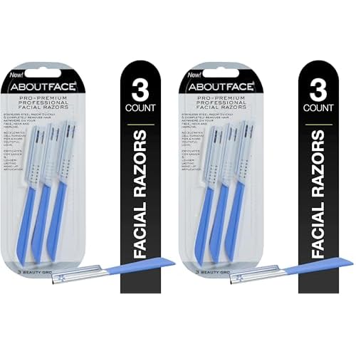 About Face Pro-Premium Facial Razors - 3 Beauty Groomers for Hair Removal, Ideal for Shaving, Exfoliating, Dermaplaning and Brow Shaping, Japanese Stainless Steel Gently Removes Facial Hair