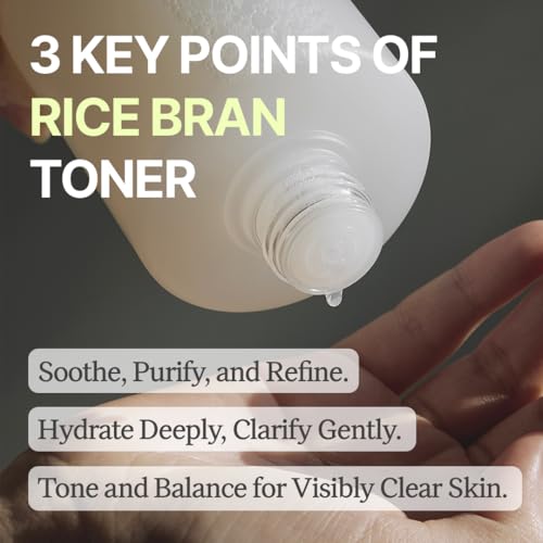 Gentle Rice Bran Toner Korean for Face (Tone, Rejuvenate & Moisturize) - Hydrating Vegan with Hyaluronic Acid - Rice Bran Extract (16.9 Fl oz)