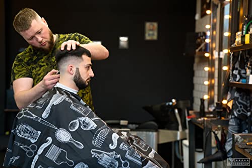 AIHOPESTO Black Waterproof Barber Cape for Men - 63.8 x 55.9 Inches, Hair Cutting & Styling Cape