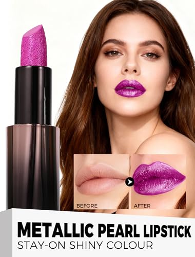 Anglicolor Metallic Plum Lipstick with 3D Shimmer & Moisture