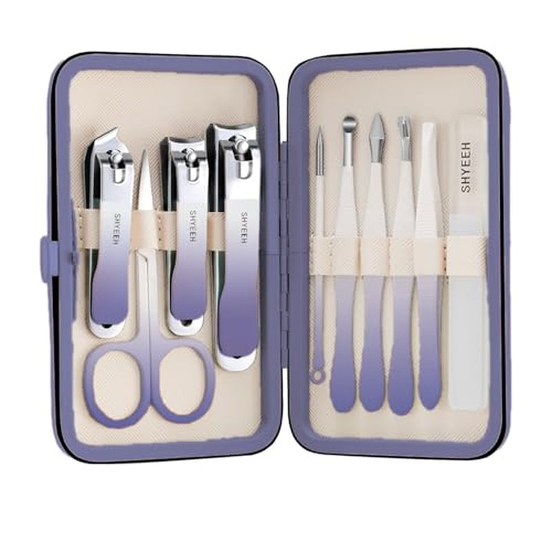 10-Piece Manicure Set with High-Carbon Steel & Leather Case