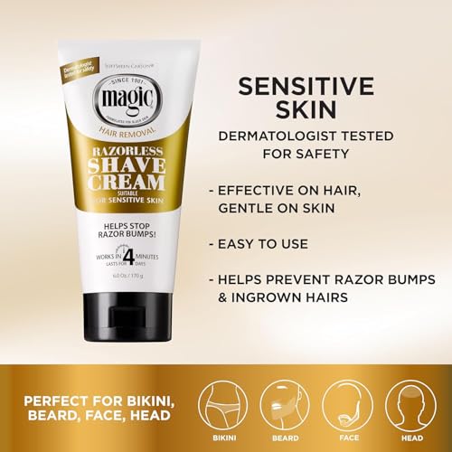 Magic Shave Razorless Cream Shave, Bald Head Smooth Head Maintenance, Light Fresh Scent 6 oz (170 g) by AB