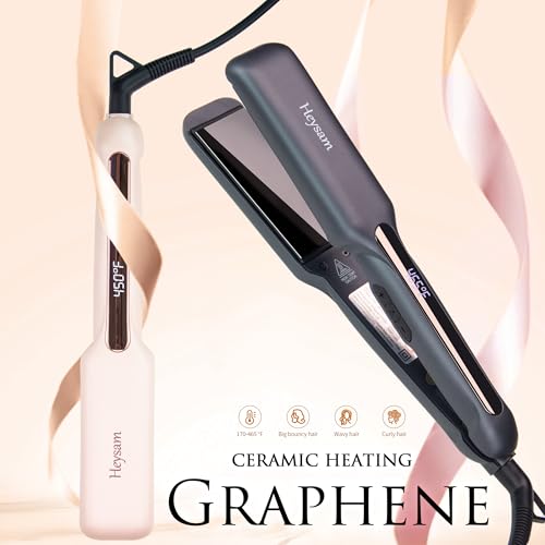 Heysam 1.6" Titanium Ceramic Flat Iron Hair Straightener 2-in-1
